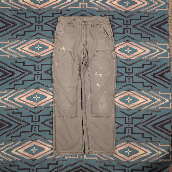 Vintage Carhartt Double Knee Pants Dungaree Fit 30x29 B195 LBR Distressed Paint - Picture 3 of 16